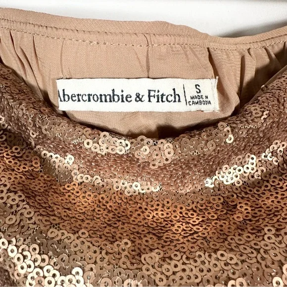 ABERCROMBIE & FITCH Rose Gold Sequin Mini Skirt Lined Size S - Picture 4 of 6